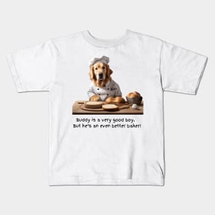 Buddy the Golden Retriever Bakes too! Kids T-Shirt